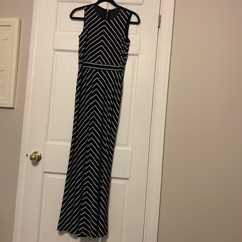 Black and white stripped maxi dress